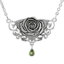 Brigid Ashwood Sacred Rose Silver Necklace with Peridot