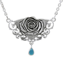 Brigid Ashwood Sacred Rose Silver Necklace with Turquoise