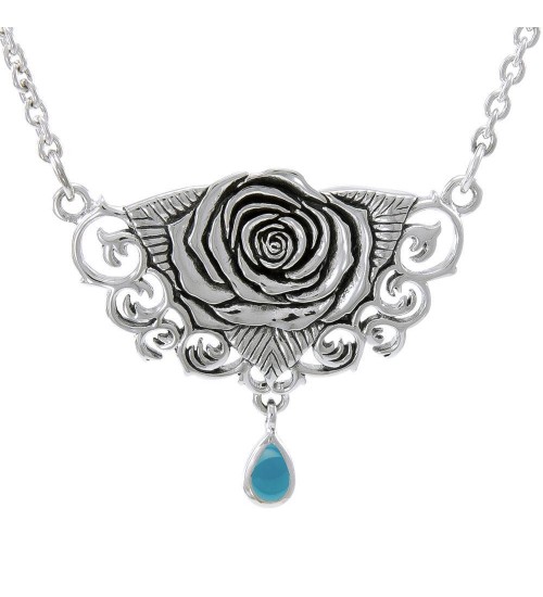 Brigid Ashwood Sacred Rose Silver Necklace with Turquoise