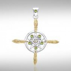 Broomsticks & Star Pendant with Peridot Gems