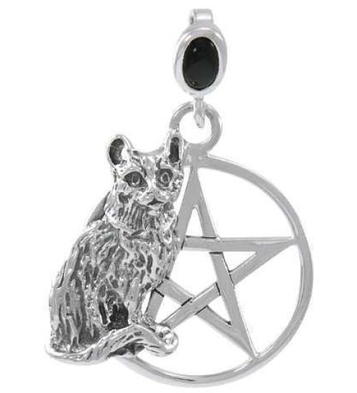 Cat Familiar Pentacle Laurie Cabot Pendant