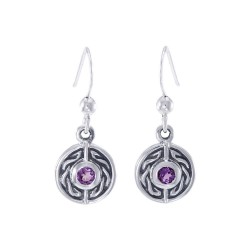 Celtic Knot Round Earrings with Amethyst