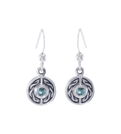 Celtic Knot Round Earrings with Blue Topaz