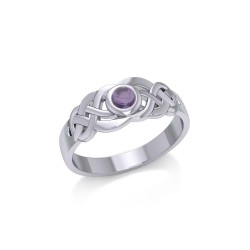 Celtic Knotwork Ring with Amethyst Gemstone