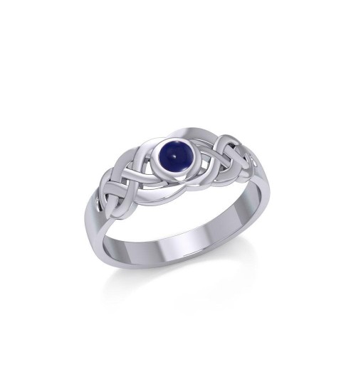 Celtic Knotwork Ring with Lapis Gemstone