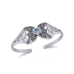 Celtic Moon Goddess Cuff Bracelet with Blue Topaz