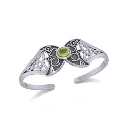 Celtic Moon Goddess Cuff Bracelet with Peridot