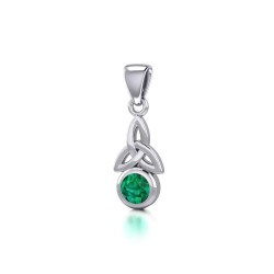Celtic Trinity Knot with Emerald Birthstone Silver Pendant