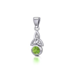 Celtic Trinity Knot with Peridot Birthstone Silver Pendant