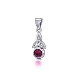 Celtic Trinity Knot with Ruby Birthstone Silver Pendant