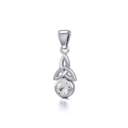 Celtic Trinity Knot with Cubic Zirconium Birthstone Silver Pendant