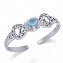 Celtic Triple Moon Cuff Bracelet with Blue Topaz