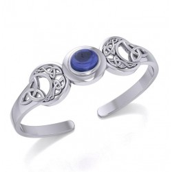 Celtic Triple Moon Cuff Bracelet with Sapphire