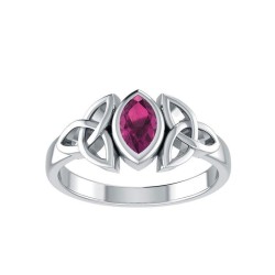 Celtic Triquetra Silver and Ruby Ring