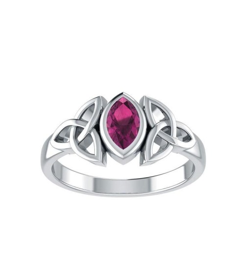 Celtic Triquetra Silver and Ruby Ring