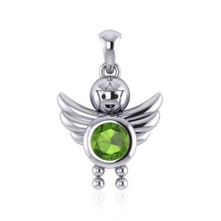 Little Angel Boy Peridot Birthstone Pendant