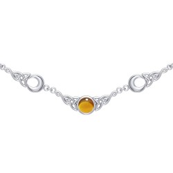 Magick Moon Silver Necklace with Amber Gem