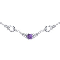 Magick Moon Silver Necklace with Amethyst Gem