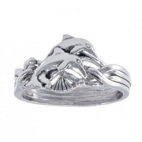 Silver Dolphin Puzzle Ring