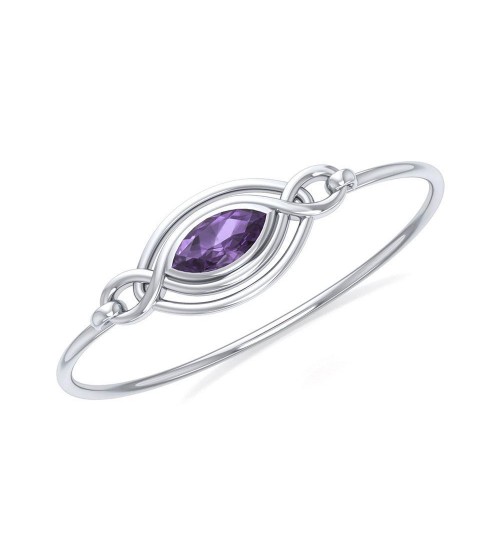 Silver Filigree Bracelet with Amethyst Gemstone