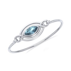 Silver Filigree Bracelet with Blue Topaz Gemstone