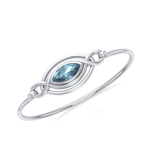 Silver Filigree Bracelet with Blue Topaz Gemstone