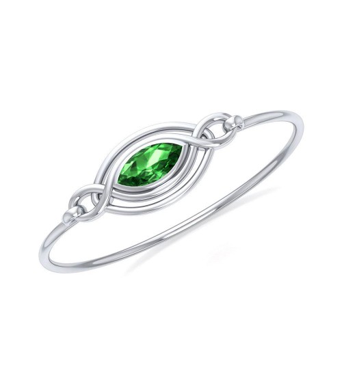 Silver Filigree Bracelet with Emerald Gemstone