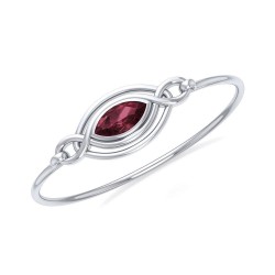Celtic Knots Silver and Garnet Bangle Bracelet