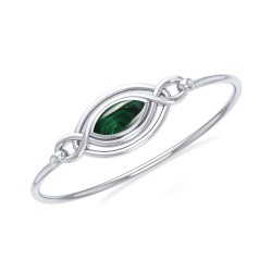 Celtic Knots Malachite Sterling Silver Bangle Bracelet