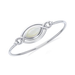 Celtic Knots Mother of Pearl Silver Bangle Bracelet
