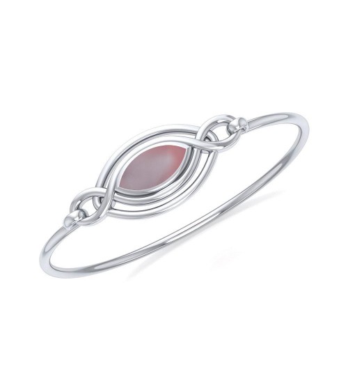 Silver Filigree Bracelet with Pink Shell Gemstone