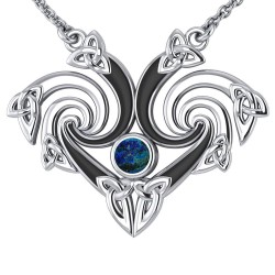 Silver Triquetra Necklace with Azurite Gemstone