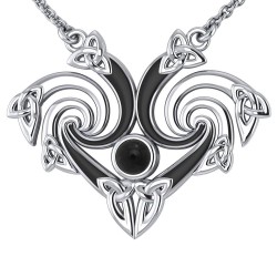 Triquetra Necklace with Black Onyx Gemstone