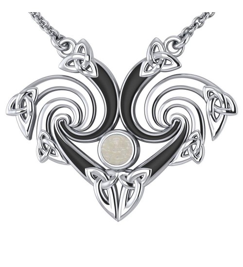 Silver Triquetra Necklace with Mother of Pearl Gemstone