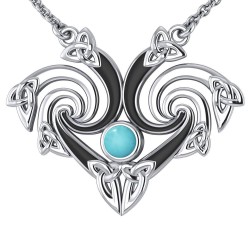 Silver Triquetra Necklace with Turquoise Gemstone