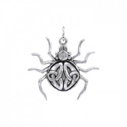 Spider with Triquetra Silver Charm