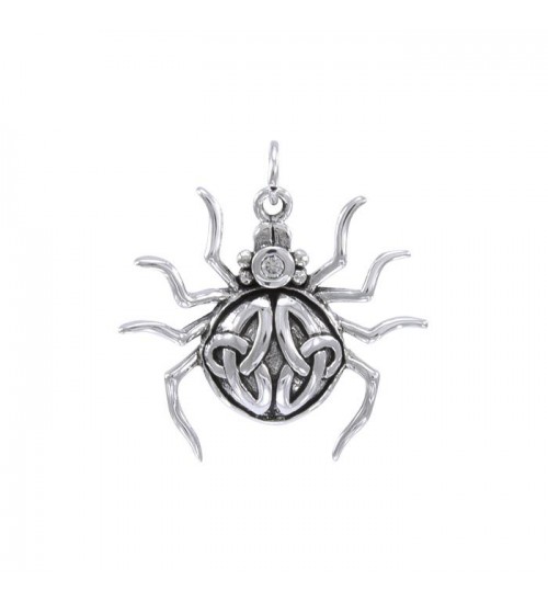 Spider with Triquetra Silver Charm