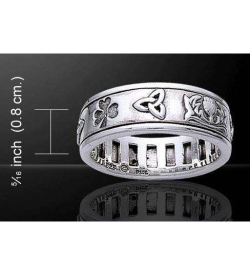 Irish Pride Sterling Silver Fidget Spinner Ring