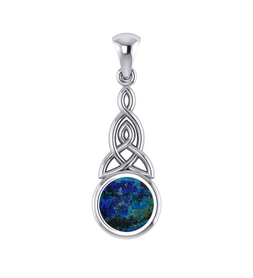 Triquetra Silver Pendant with Azurite Gemstone