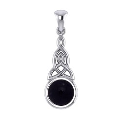 Triquetra Silver Pendant with Black Onyx Gemstone