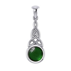 Triquetra Silver Pendant with Emerald Gemstone
