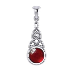 Triquetra Silver Pendant with Garnet Gemstone