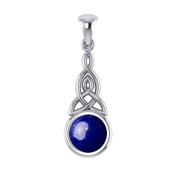 Triquetra Silver Pendant with Lapis Gemstone