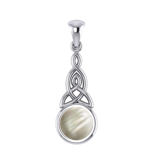 Triquetra Silver Pendant with Mother of Pearl Gemstone