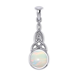 Triquetra Silver Pendant with Opal Gemstone