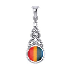 Triquetra Silver Pendant with Rainbow Gemstone