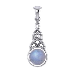 Triquetra Silver Pendant with Rainbow Moonstone Gemstone