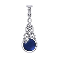 Triquetra Silver Pendant with Sapphire Gemstone