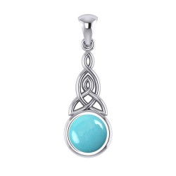 Triquetra Silver Pendant with Turquoise Gemstone