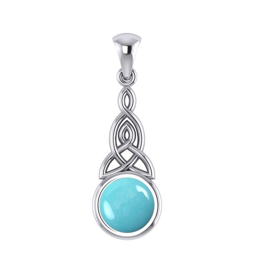 Triquetra Silver Pendant with Turquoise Gemstone